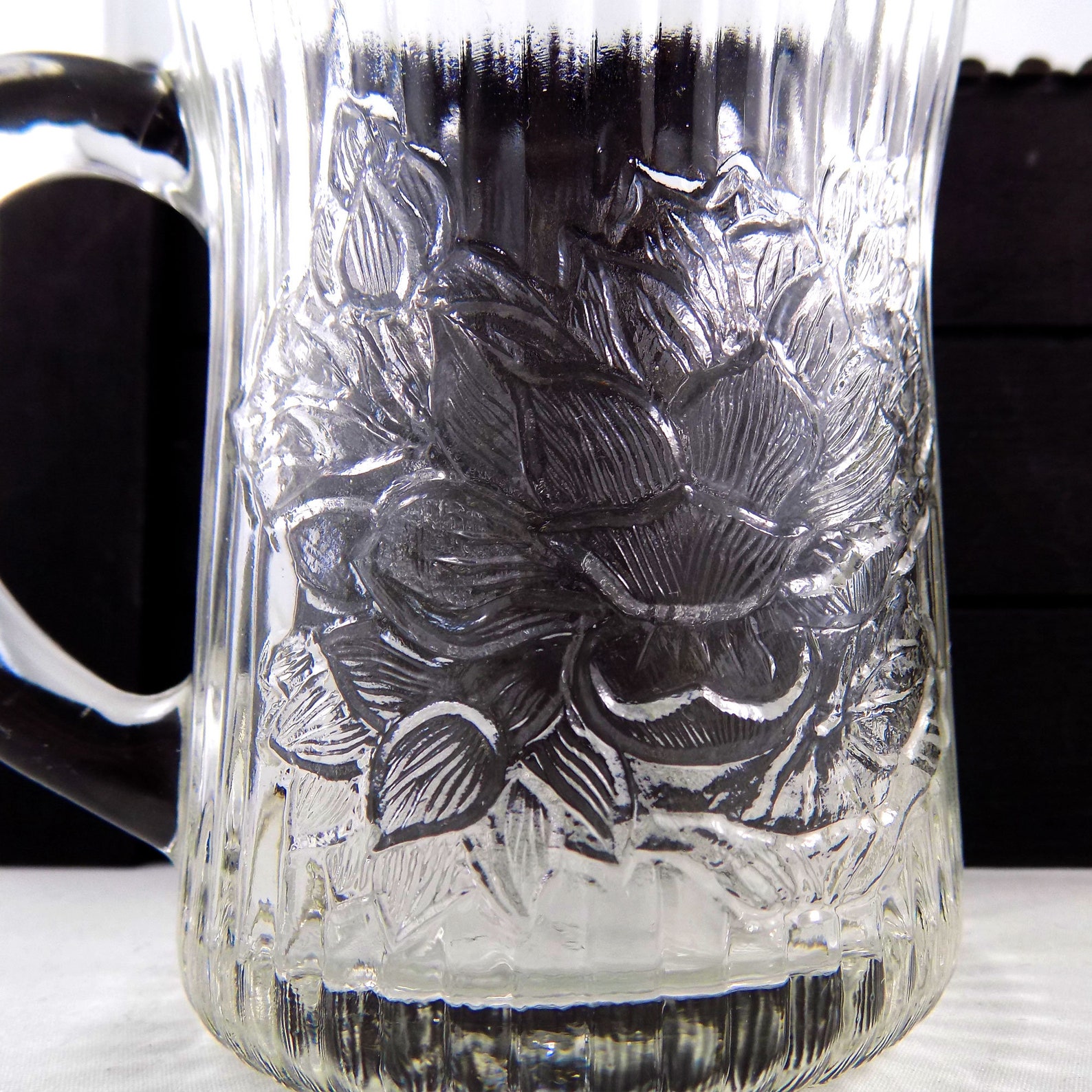 Vintage KIG Clear Glass Coffee Mugs Pressed Glass Mugs Tea Etsy UK