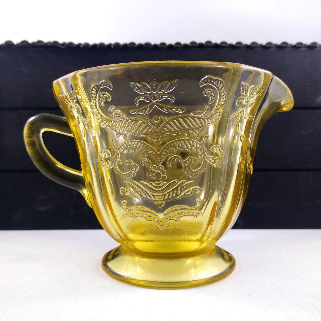 Vintage Depression Glass Milk Jug, Yellow Depression Glass Creamer ...