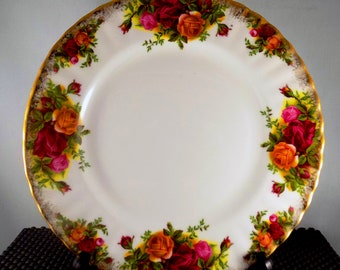 Vintage Royal Albert Old Country Roses 8" Plates, Set of Two, Dessert Plates, Vintage China, Made in England