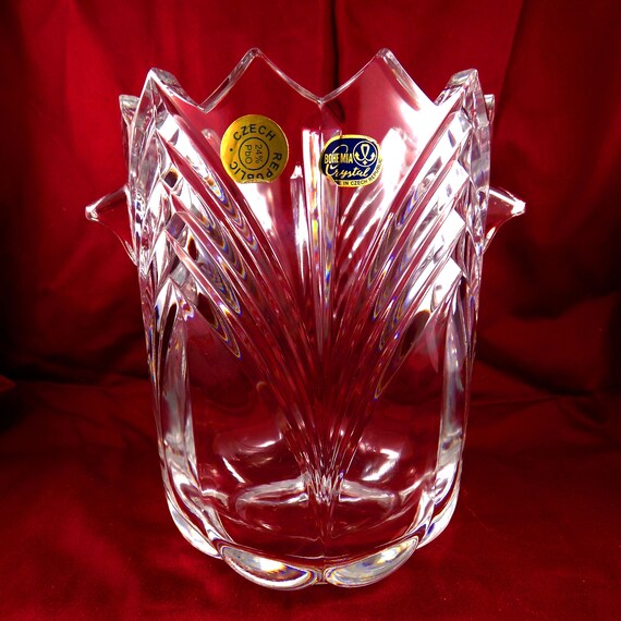 Vintage Bohemia Crystal Vase Czech Crystal Flower Vase Etsy