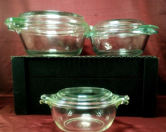 Vintage Pyrex Clear Casserole Dishes, Anchor Hocking Casseroles, Vintage Ovenware, Vintage Kitchen