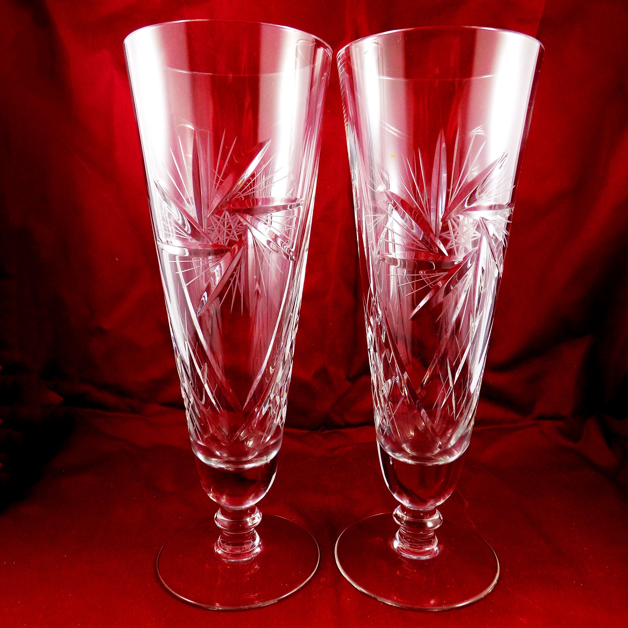 Vintage Pinwheel Crystal Champagne Glasses Champagne Flutes Etsy