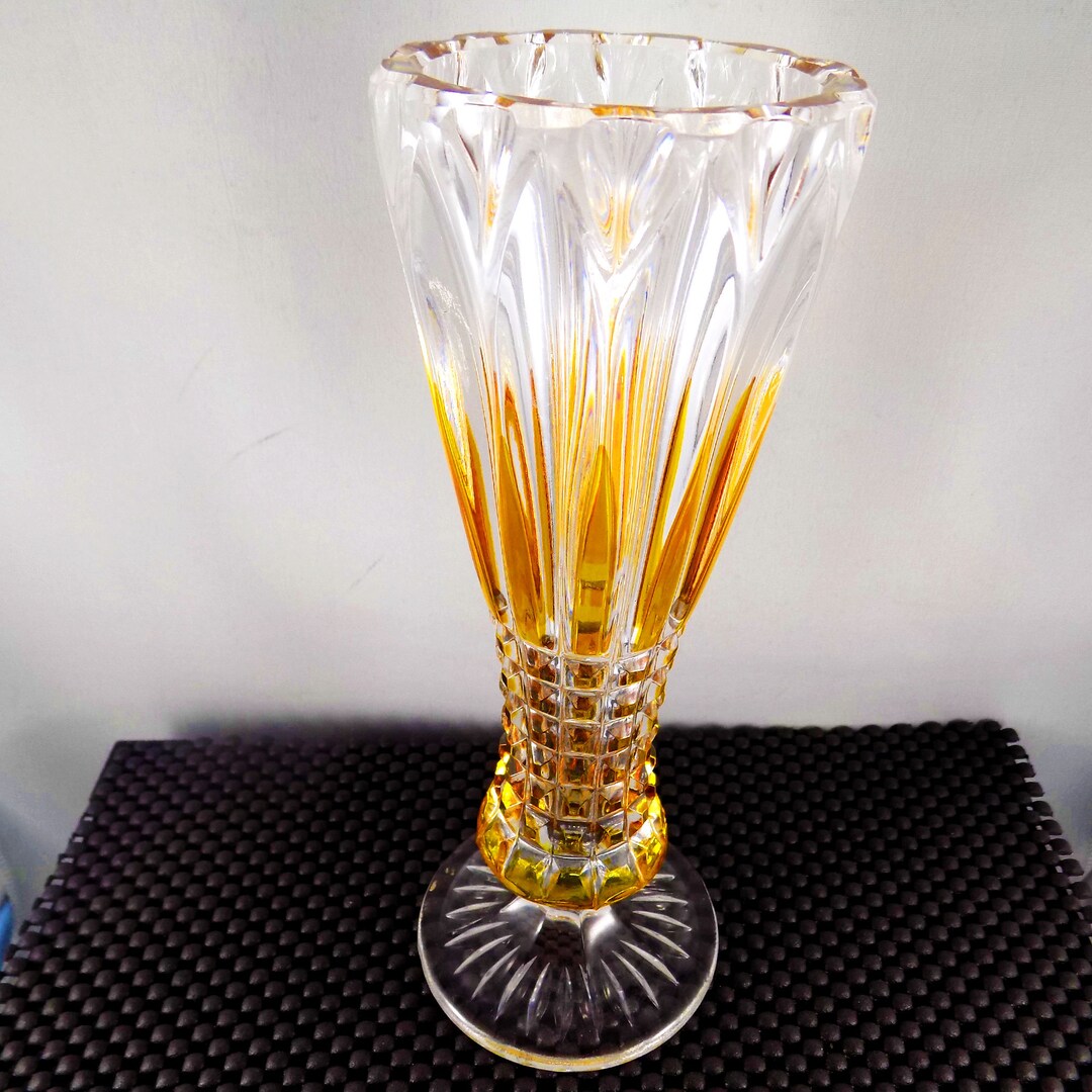 Yellow Glass Flower Vase, Clear Glass Vase, Vase Decor, Home Decor Etsy