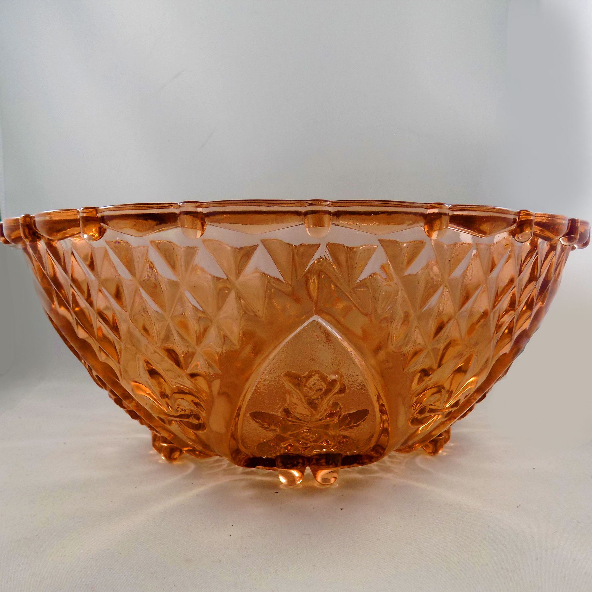 Vintage Pink Glass Serving Bowl KIG Indonesia Pink Glass Etsy Ireland