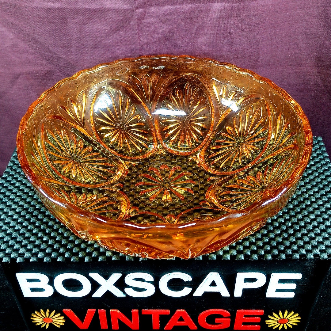 Vintage Amber Glass Bowl, Indiana Glass Serving Bowl, Amber Glass Salad