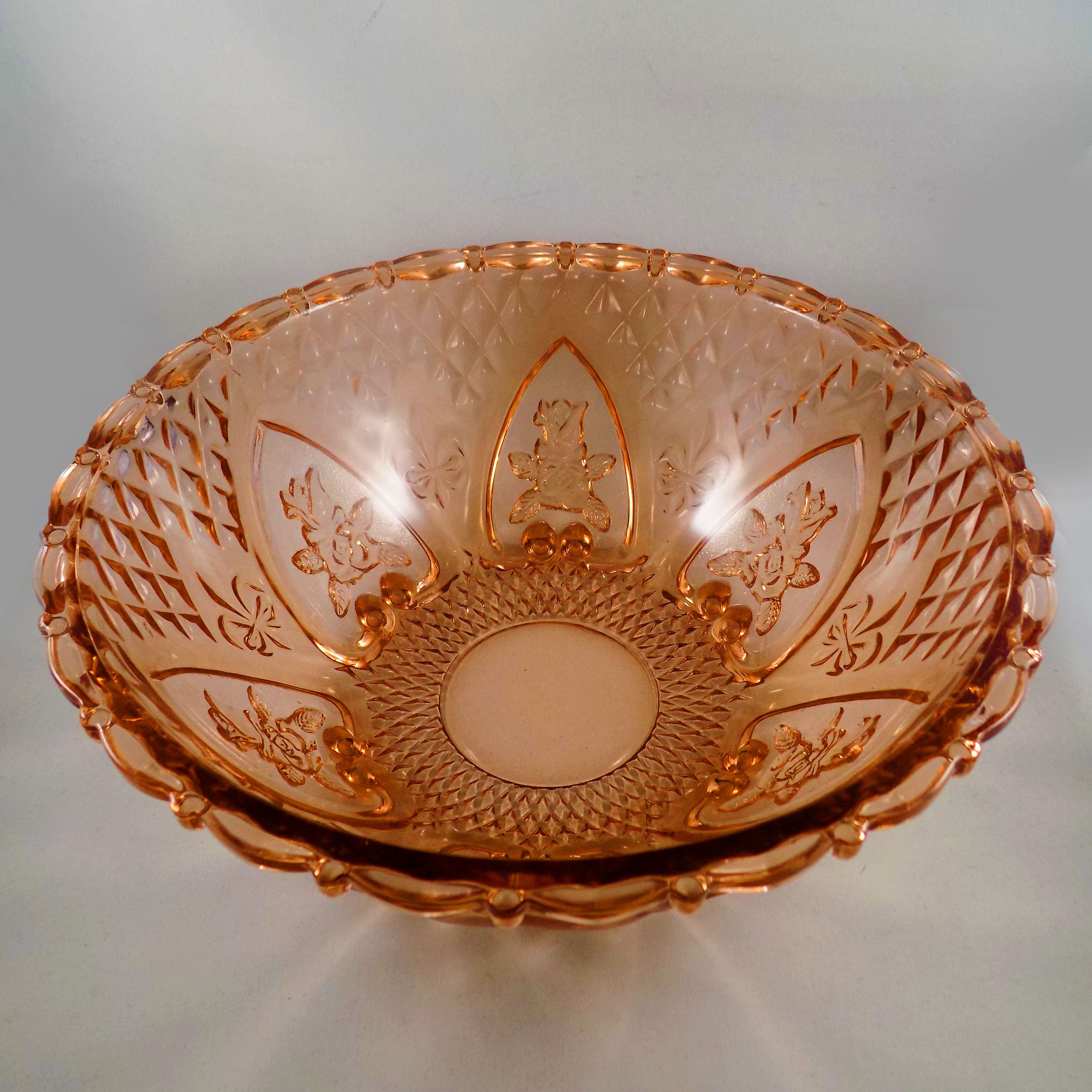 Vintage Pink Glass Serving Bowl KIG Indonesia Pink Glass Etsy Ireland