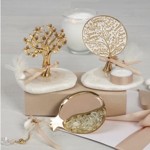Gold Tree Of Life Favor on Marble Base, Family Tree Favor on Marble, Pomegranate Charm Favor, Luxury Wedding Favors for Guests