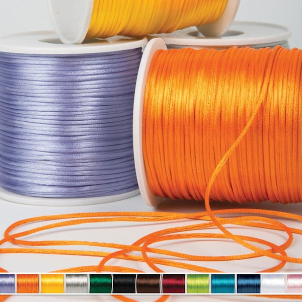 Corde satinée ultra mince par yard 1mm / 0.04 pouces) Macrame Bijoux Fournitures Violet Orange Jaune Bleu Rouge Noir Blanc Vert Rose