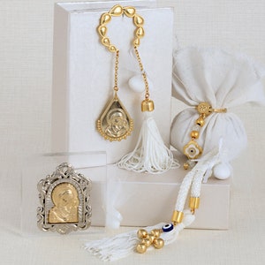 Unique Luxury Gold Plated Baptism Favors, Christening Guest Gift, Holy Mary and Baby Jesus 1st Communion Favors, Greek Orthodox Ceremony