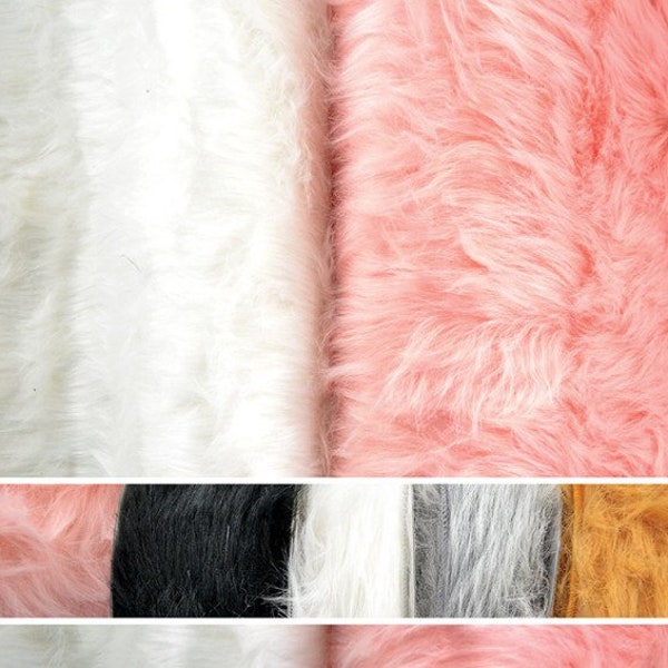 Faux Fur Fluffy Christmas Fabric by the Yard in White Pink Black Gray Gold  (50cm/19.69 inches) Sewing Material for Holiday