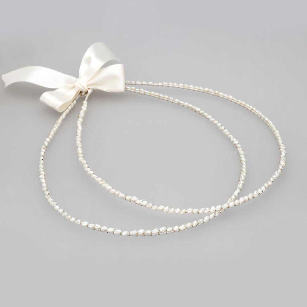 Couronnes de mariage Stefana artisanales avec perles blanches