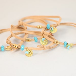 10 Martyrika avec Constantinato Coin Bracelets de témoin en daim végétalien Cadeaux de baptême pour la première communion