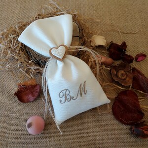 Personalized Pouch Wedding Favors for Guests with Lavender Scented Heart