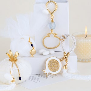 Handmade Pomegranate Wedding Favors: Gold Plated Charm Keepsake