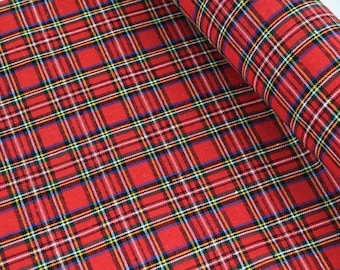 Red and Blue Checkered Cotton Fabric: British Style Textile