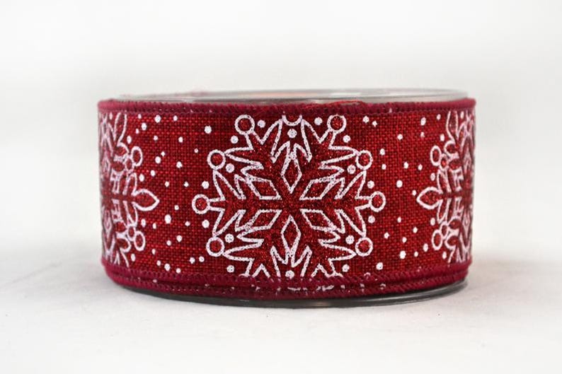 Wired Christmas Ribbon: Shiny Snowball Snowflake Polyester Ribbon - Etsy