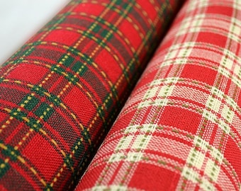 Clearance Sale Fabric (1 Meter / 1.09 Yards), Edinburgh Merry Christmas Plaid Fabric, Xmas Motif, (75cm/29.52inches), Sewing Crafts Supply