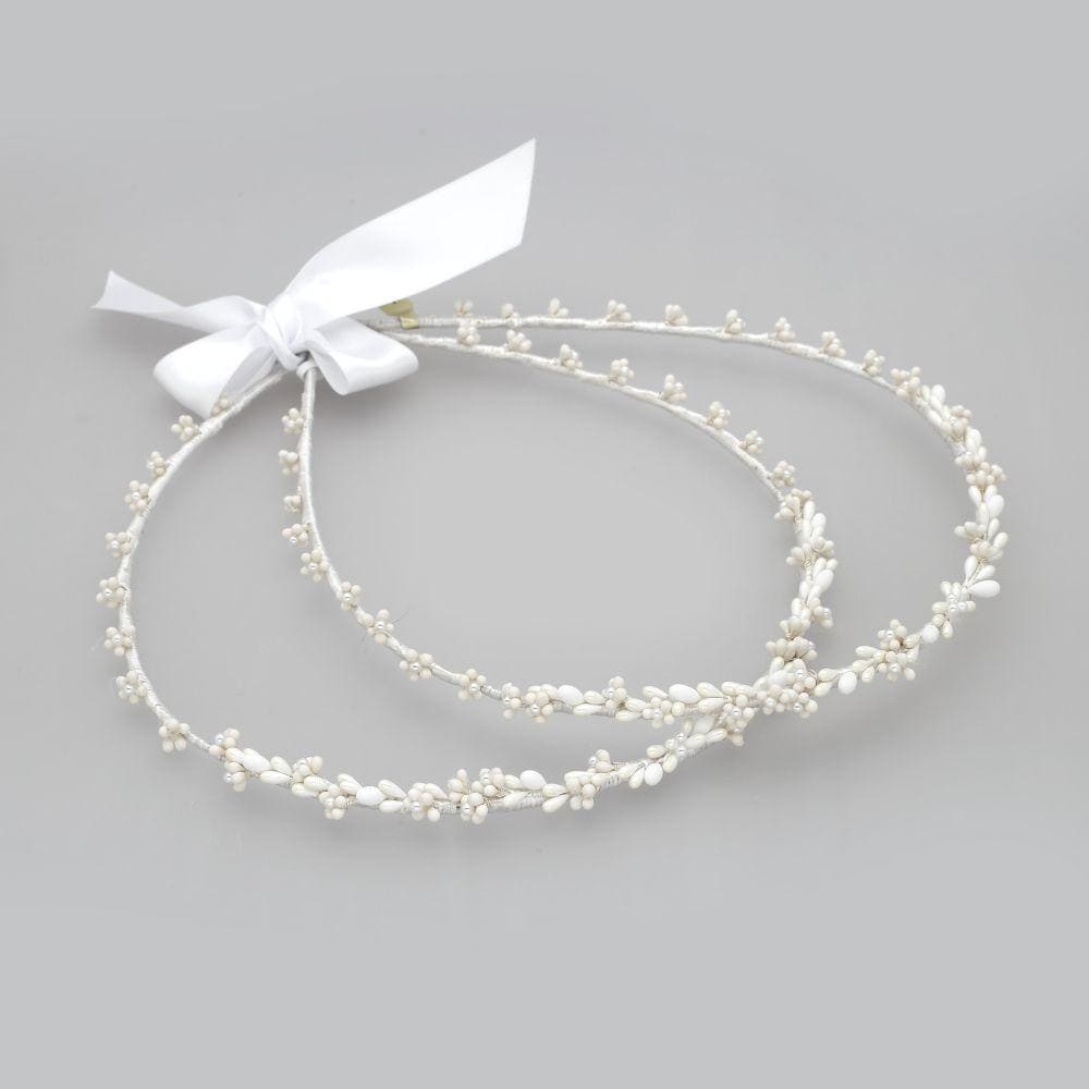 Stefana en porcelaine et perles pour mariage grec orthodoxe