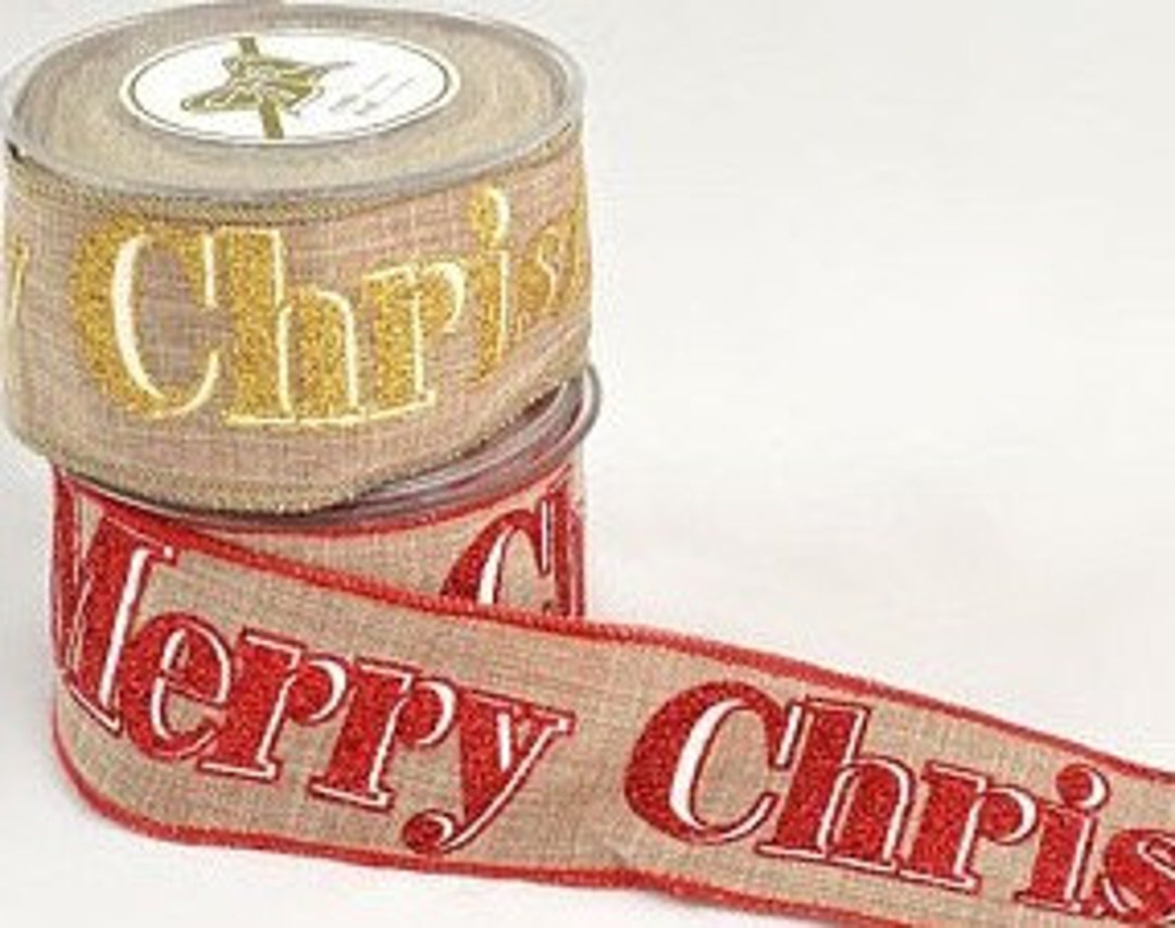 Melrose International Glittered Merry Christmas Wired Ribbon 4