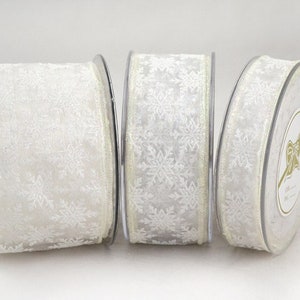 White Wired Snowflakes Ribbon: Tulle Lace Christmas DIY Supply