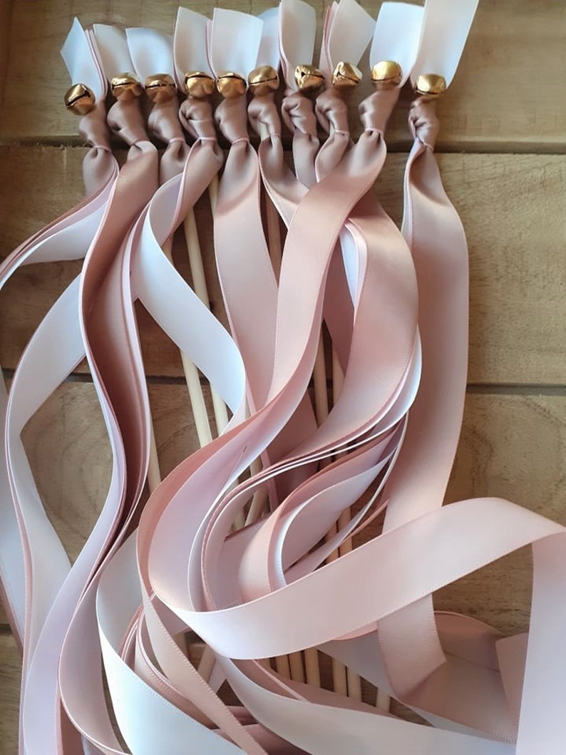 50 Wedding Wands Party Streamers Gold Bells Satin Ribbons Etsy
