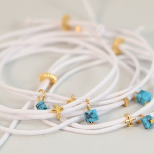 10 Martyrika Bracelets with Gold Cross and Turquoise Bead Witness Bracelets Baptism Favors for First Communion Christening