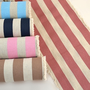 Large Stripes Cotton Table Runner, Table Runner with Fringes