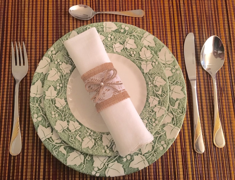 10 Burlap Napkin Rings Bulk Wedding Napkin Holder with Floral Etsy