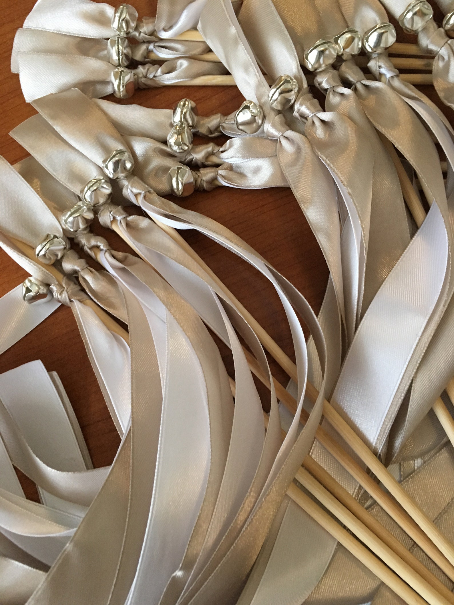 20 Wedding Wands Party Streamers Silver Bells Satin Ribbons Etsy