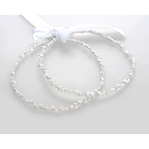 Handmade Stefana with Porcelain Buds & Swarovski Crystals, Wedding Crowns, Vintage Bridal Romantic Tiaras, Greek Orthodox Ceremony