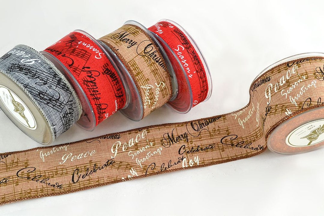 Music Notes Christmas Wired Ribbon: Holiday Crafts & Tree Decor - Etsy