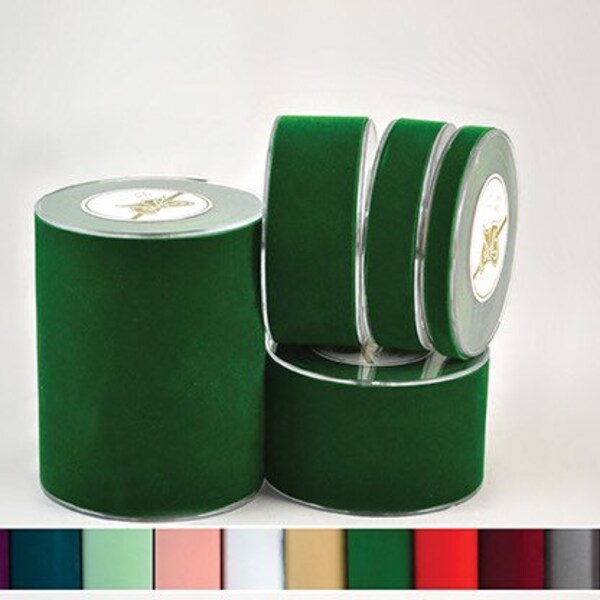 Velvet Christmas Ribbon, 4 Widths (1.5/2.3cm/4.3/6.7cm), Elegant Xmas Decoration and Crafts