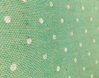 Swiss White Polka Dots Mint Green Fabric by the Yard   (140 cm/1.53 yards) Spring Retro Style for Sewing Projects