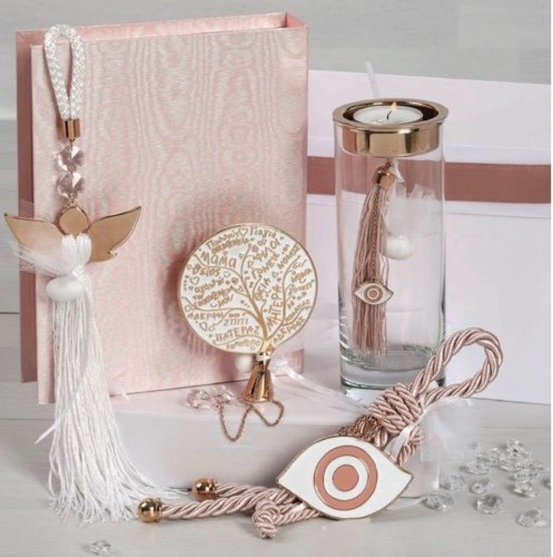 Luxury Baptism Favor for Girls Pink Gold Angel With Long Etsy