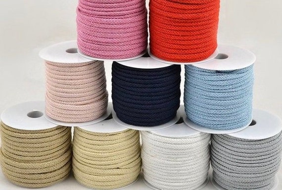Colorful Rope (7 mm / 0.28 inches), Twisted Ribbon Cord Yarn, Flat Knit,  Macrame Supplies