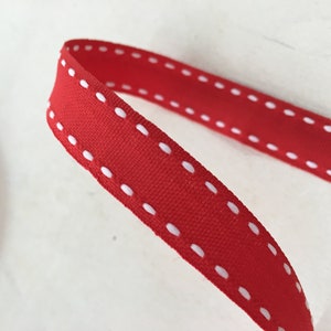 3/8 Inch Ribbon With White Stitch Border, Double Face Grossgrain, Primary  Colors Red,black,navy,pink,orchid, Brown, Orange, Sage Green 