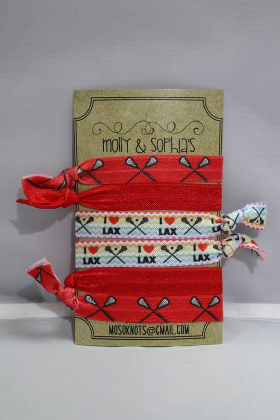 Lacrosse Print Fold Over FOE Hair Ties Multiple Color Options