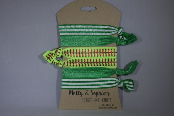 Softball Fold Over Elastic Foe Hair Ties Multiple Color Etsy