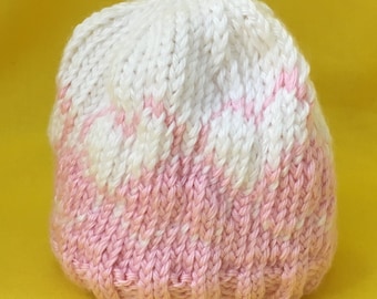 Faire Isle Heart Preemie Baby Hats