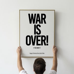 La guerra è finita, poster da parete stampabile con citazione di John Lennon, buon Natale, John e Yoko, citazioni e testi di motivazione per la pace, download immediato