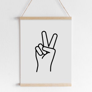 Black and White Peace Sign Printable Wall Art Room Art Print Home Decor Peace Art Print Motivational Sign Poster Inspirational Sign Print