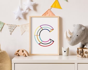 Initial Decor Nursery, Initial Nursery Decor, Letter C Wall Art, Nursery Initial Print, Initial Wall Decor, Initial Wall Art, Nursery Decor