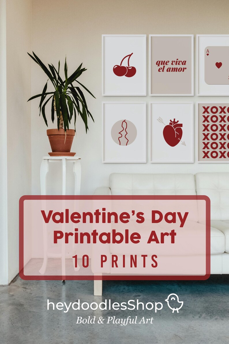 Valentines Day Wall Art Valentines Day Party Printable Bundle Gallery ...