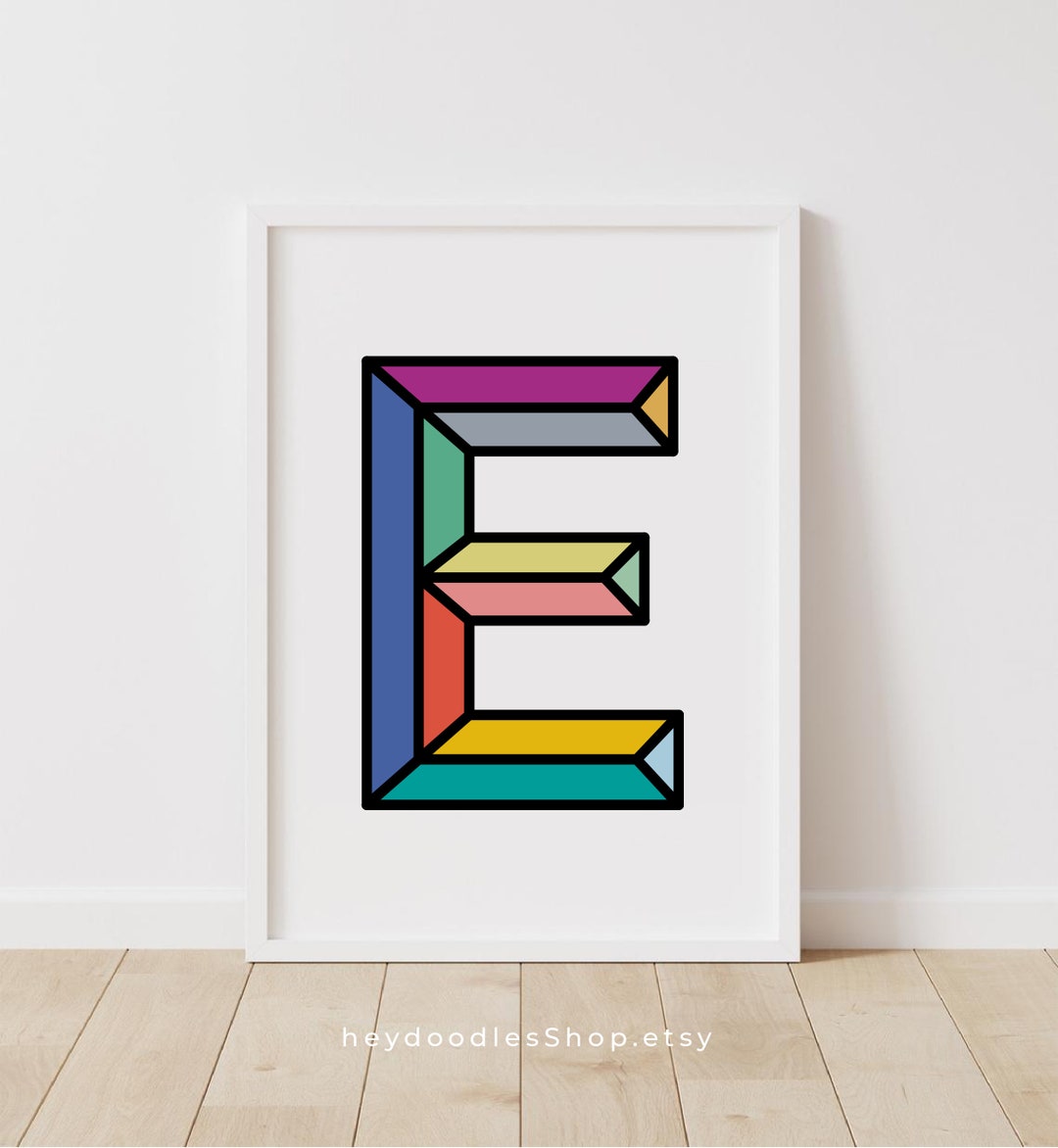 Letter E Nursery Decor: Colorful Initial Wall Art (digital Download) - Etsy