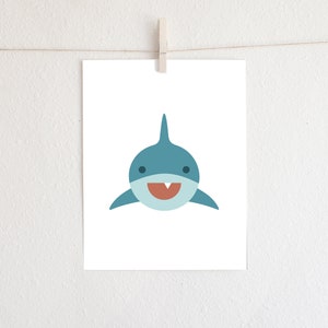 Baby Shark Blue Shark Wall Art Printable Play Room Kids Room Nursery ...