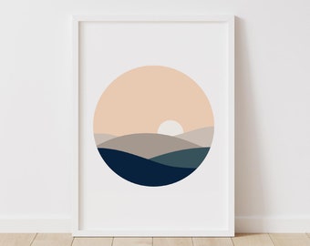 Pink Mountain Printable Wall Art Landscape For Home Decor Nature Art Scenic Landscape Modern Wall Decor Pink Mountain Landscape Illustration