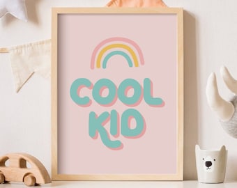 Playroom Printable Wall Art, Cool Kid Modern Nursery Decor, Kids Room Decor, Girls Nursery Art, Pastel Rainbow Decor for Nursery