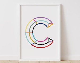 Initial Decor Nursery, Initial Nursery Decor, Letter C Wall Art, Nursery Initial Print, Initial Wall Decor, Initial Wall Art, Nursery Decor