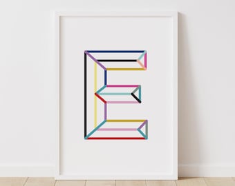 Initial Decor Nursery, Initial Nursery Decor, Letter E Wall Art, Nursery Initial Print, Initial Wall Decor, Initial Wall Art, Nursery Decor