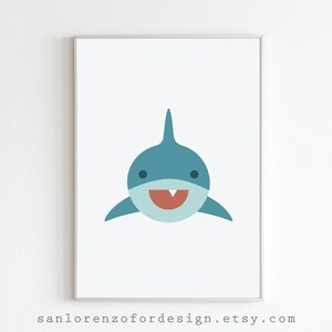 Baby Shark Blue Shark Wall Art Printable Play Room Kids Room Nursery ...